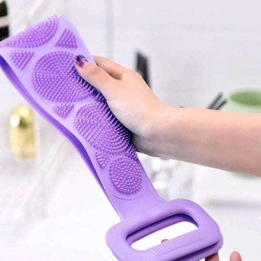 Body scrubber with gentle massage beads.