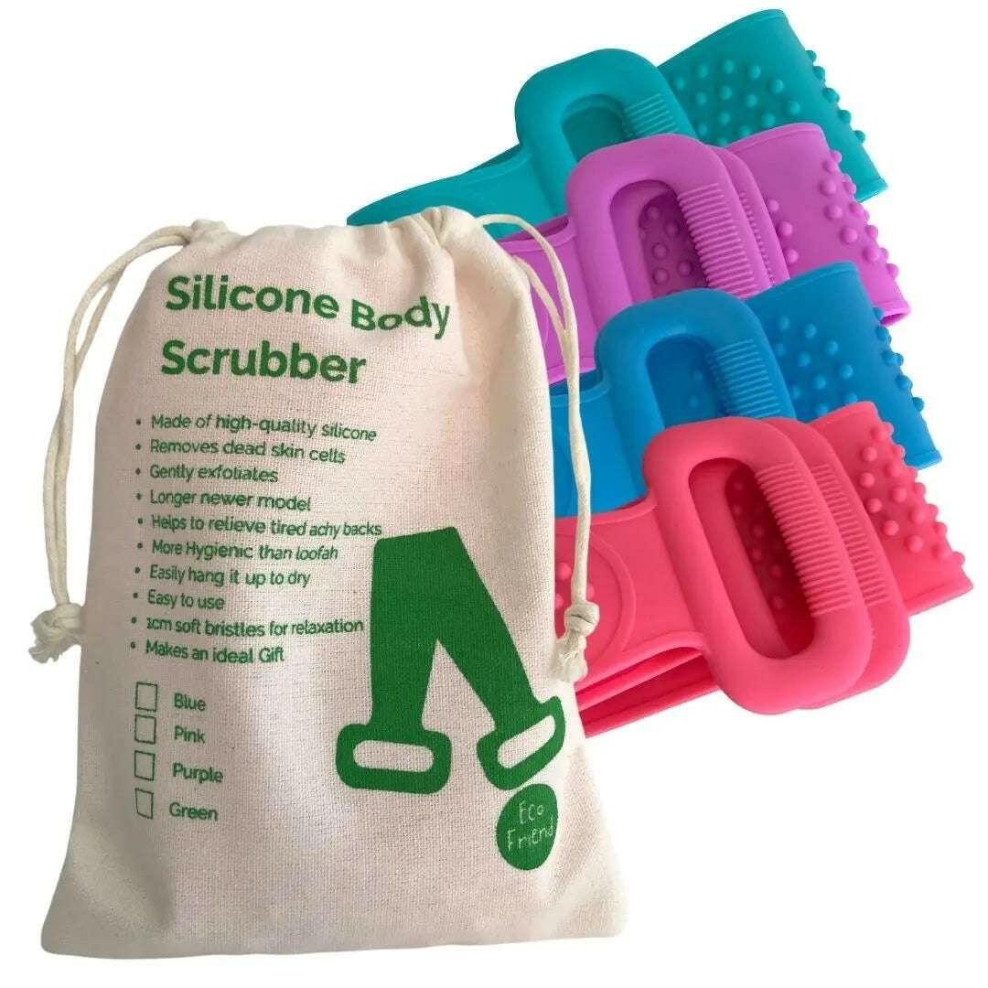 Body scrubber with gentle massage beads.