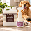Dog Shampoo and Pet Spritzer by Odarid with a dog in the background