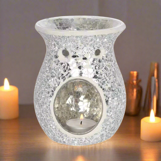 Wax melt burner with subdued lighting